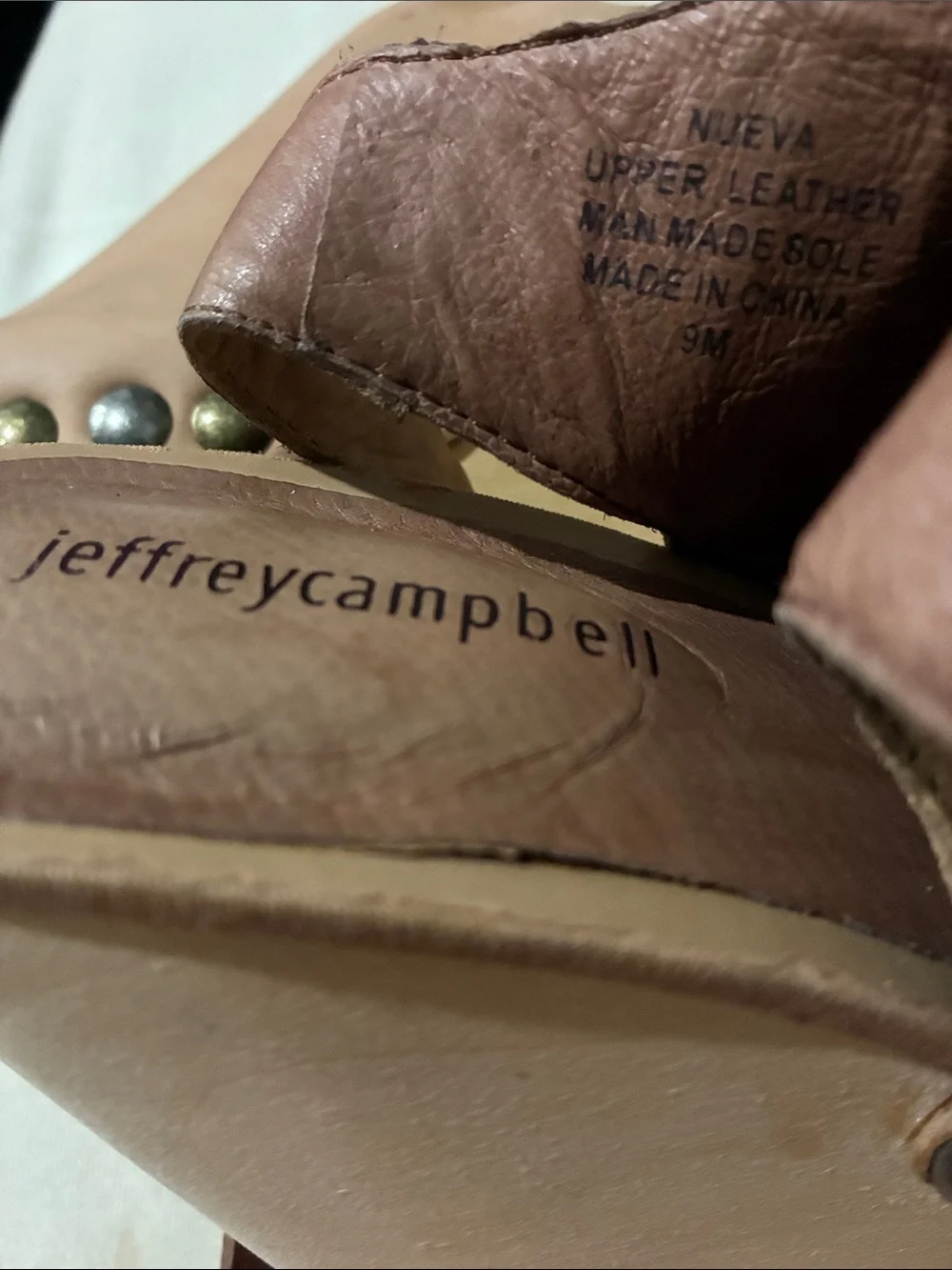 Vintage Y2K Jeffrey Campbell  Leather Wooden Wedge Peep-Toe Ankle Strap